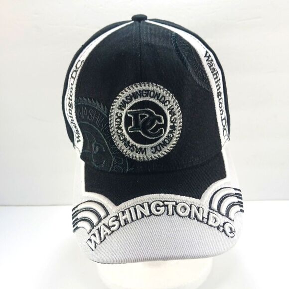 City Hunter Washington D.C. Embroidered Cap Hat Black White Hook Loop Closure... - Picture 8 of 11